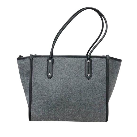 Kate Spade New York Black/Grey Ella Felt and Leather Large Top Zip Tote EUC 499 - Picture 4 of 16